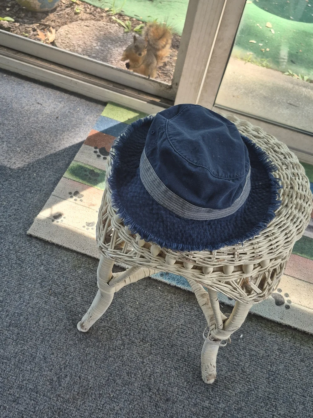 Navy Blue Bucket Hat with Gray Band